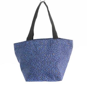 Hervé Chapelier トートバッグ ハンドバッグ 925F ナイロン舟型ショルダーL ヒョウ柄 レオパード 紺 ネイビー