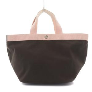 コーデュラ舟型トート ハンドバッグ バイカラー 茶色 ブラウン ピンク