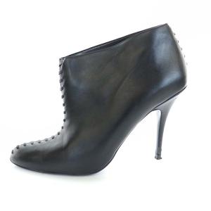 STELLA McCARTNEY ブーティ ポインテッドトゥ ハイヒール レザー 38 25.0cm 黒 ブラック