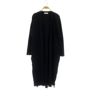 コットンスムース ロングカーディガン コーディガン ニット 長袖 ボタンレス サイドスリット F 紺 ネイビー