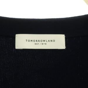 TOMORROWLAND コットンスムース ロングカーディガン コーディガン ニット 長袖 ボタンレス サイドスリット F 紺 ネイビー