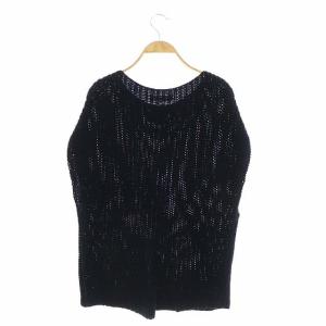 ebure ソフト片畦コットン ニットベスト プルオーバー 黒 ブラック