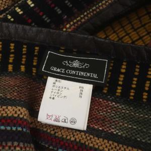 GRACE CONTINENTAL ラクーンファー付 ジャガードショール ストール ポンチョ 総柄 切替 レザー F マルチカラー