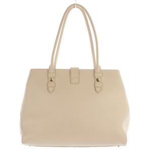 FURLA レザー トートバッグ ハンドバッグ レザー ロゴ ピンクべージュ