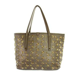 JIMMY CHOO トートバッグ スタッズ メタリックグレー ゴールド色 OH