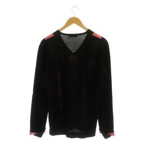 BURBERRY BLACK LABEL アーガイルVネックニットセーター 長袖 ウール 3 黒 グレー ピンク