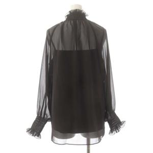 ANAYI シアージョーゼットシャーリングブラウス プルオーバー 長袖 インナー付き 38 茶色 ダークブラウン