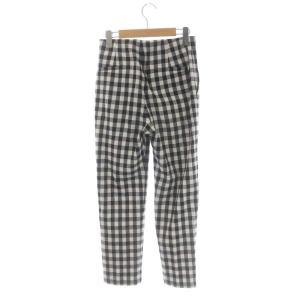 UNITED ARROWS ギンガムチェック スリムパンツ テーパード 36 黒 白 ブラック オフホワイト