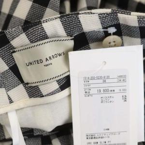 UNITED ARROWS ギンガムチェック スリムパンツ テーパード 36 黒 白 ブラック オフホワイト