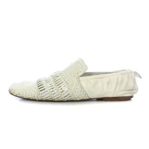 CELINE フィービー ファイロ パンプス フラット スクエアトゥ メッシュ レザー 36 23cm 白 ホワイト