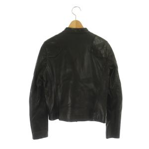 DRESSTERIOR ラムレザーライダースジャケット ブルゾン 羊革 ジップアップ 38 黒 ブラック