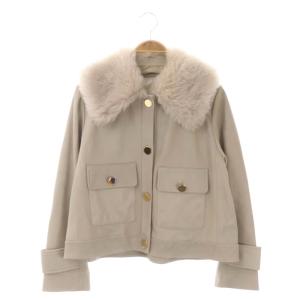 21AW ウールボア衿レザージャケット フェイクファー 36 グレージュ