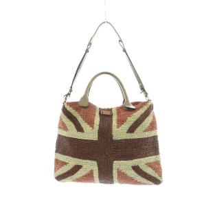 JAMIN PUECH 2WAY トートバッグ ハンドバッグ ユニオンジャック柄 かご マルチカラー