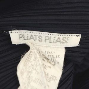 PLEATS PLEASE ISSEY MIYAKE ノースリーブ チュニック ワンピース 膝丈 プリーツ 3 紺 ネイビー