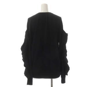 Drawer WINTER2 14G フリルスリーブカーディガン 長袖 ウール 黒 ブラック