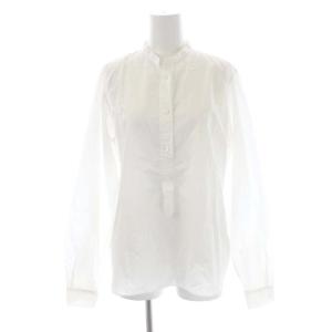 コットン バンドカラー プルオーバーシャツ 長袖 3 白 ホワイト