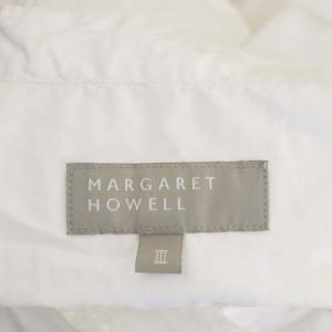 MARGARET HOWELL コットン バンドカラー プルオーバーシャツ 長袖 3 白 ホワイト