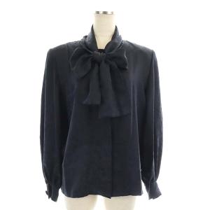 GIVENCHY NOUVELLE BOUTIQUE セットアップ 上下 シャツ 総柄 長袖 プリーツスカート ロング シルク 12 黒 ブラック