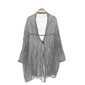 リネン Vネック ロングカーディガン 長袖 ブラック ホワイト