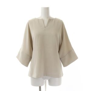 ブラウス 7分袖 Vカット ベルト レイヤード 38 M ベージュ