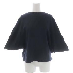 サマーコットンバックボタンカットソー 半袖 38 紺 ネイビー