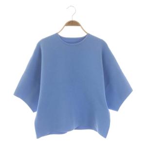 ドライコットンニットプルオーバー カットソー 五分袖 38 水色 ライトブルー