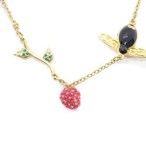 SWAROVSKI マルチロング ネックレス カタツムリ 蜂 フラワー ビーズ ゴールド色