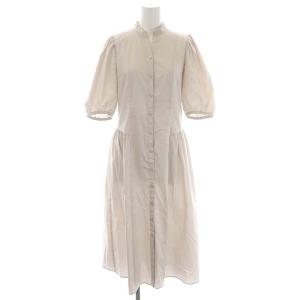 BLUE LABEL CRESTBRIDGE ニットビスチェシャツドレス バンドカラー チェック 36 ライトベージュ 