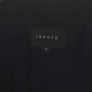 Theory ノーラペルジャケット 総裏地 ノーカラー ウール混 0 紺 ネイビー
