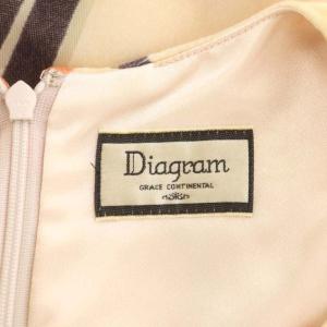 Diagram GRACE CONTINENTAL ワンピース ベルベット 膝丈 ノースリーブ 総柄 36 イエローベージュ マルチカラー