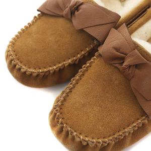 UGG australia DAKOTA LEATHER BOW モカシン ムートン スエード リボン USA6 23.0cm 茶 ブラウン