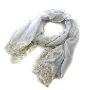 ストール レース 刺繍 ライトブルー