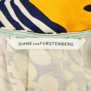 DIANE von FURSTENBERG フレンチスリーブ総柄ワンピース 膝丈 シルク 4 マルチカラー