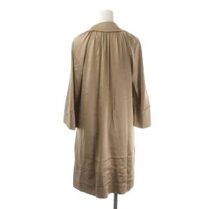 DIANE von FURSTENBERG Vネックワンピース ミニ 八分袖 シルク 4 カーキブラウン