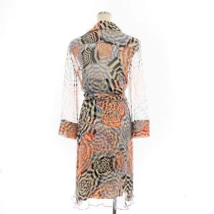 DIANE von FURSTENBERG 総柄シアーワンピース ロング 長袖 4 マルチカラー