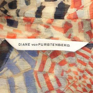 DIANE von FURSTENBERG 総柄シアーワンピース ロング 長袖 4 マルチカラー