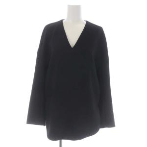 ダブルクロスVネックトップス カットソー 長袖 プルオーバー 36 黒 ブラック