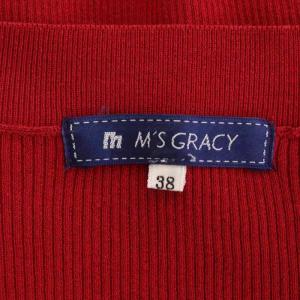 M'S GRACY リブニットボレロ カーディガン クロップド丈 七分袖 38 赤 レッド