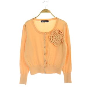 花 カーディガン ニット 長袖 38 ライトオレンジ