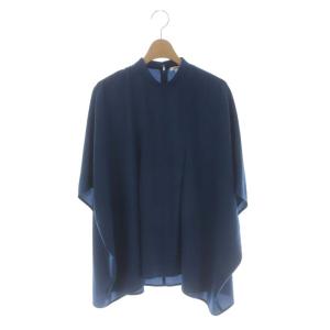 23AW HEXAGON PULLOVER PEライトジョーゼット プルオーバー ブラウス 五分袖 38 青 ブルー