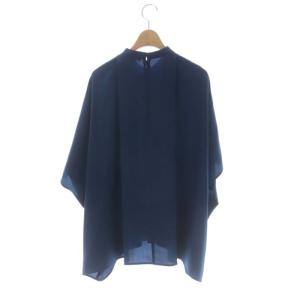 ENFOLD 23AW HEXAGON PULLOVER PEライトジョーゼット プルオーバー ブラウス 五分袖 38 青 ブルー