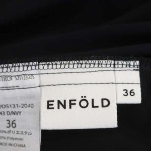 ENFOLD ダブルクロス クロップド イージー トラウザー スラックス パンツ ワイドパンツ 36 濃紺 ダークネイビー