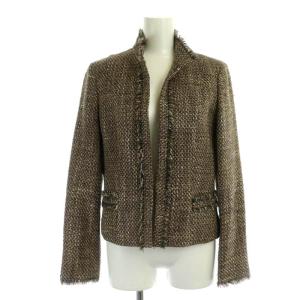 ANAYI セットアップ 上下 スーツ ジャケット 総裏地 ツイード スカート 台形 膝丈 38 茶 黒 ベージュ