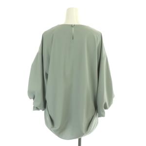 ADORE クールジョーゼットブラウス プルオーバー 七分袖 バルーンスリーブ キーネック 38 カーキグレー