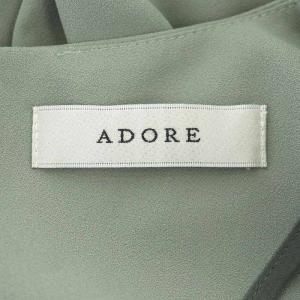 ADORE クールジョーゼットブラウス プルオーバー 七分袖 バルーンスリーブ キーネック 38 カーキグレー