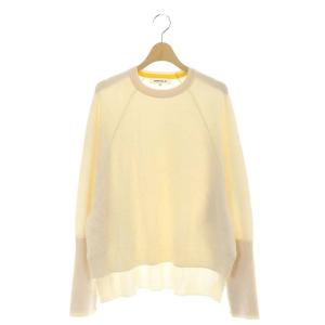 21AW レイヤーカフPULLOVER ニット カットソー 長袖 ドルマンスリーブ ウール 38 オフホワイト 黄色 イエロー