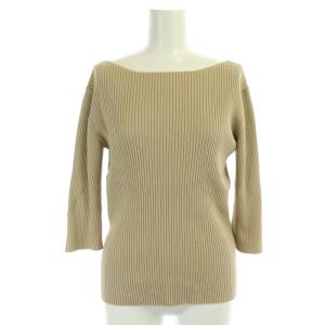 KNIT ニット リブニット カットソー 七分袖 ボートネック シルク ベージュ