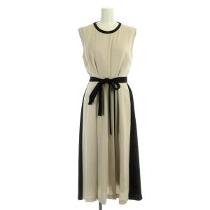 23SS タックバイカラードレス ワンピース ロング 切替 36 ライトベージュ ブラック