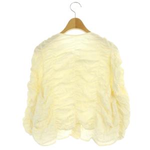 UNITED ARROWS ワッシャー シャーリング 2WAY ブラウス 七分袖 クロップド アイボリー
