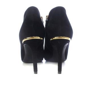 LOUIS VUITTON ブーツ ショート ポインテッドトゥ アンクル スエード 37 23.5cm ブラック KK521